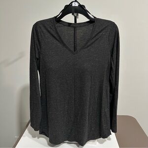 Women Modern Essentials V-neck Metallic Tunic Long Sleeves Black Top by Apt. 9